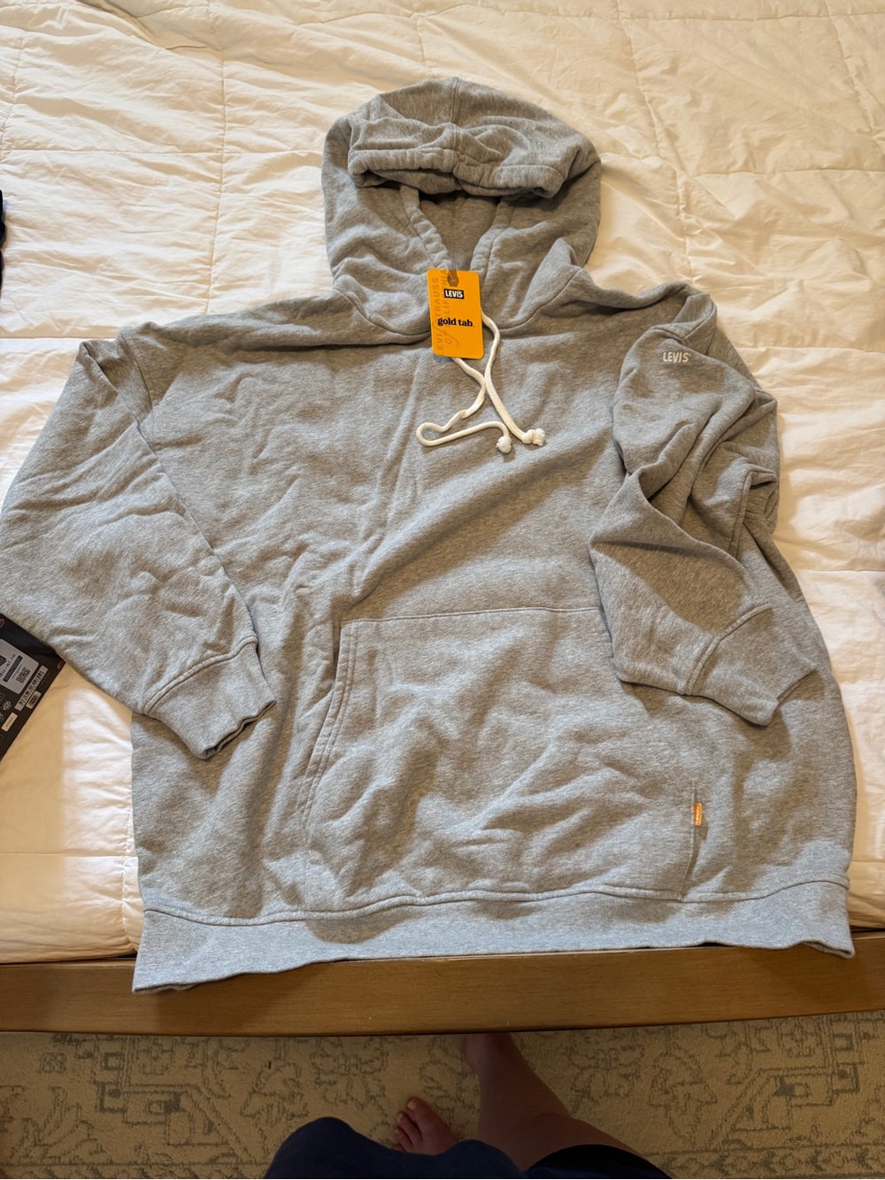 Levi's Light Gray Pullover Hoodie with Kangaroo Pocket